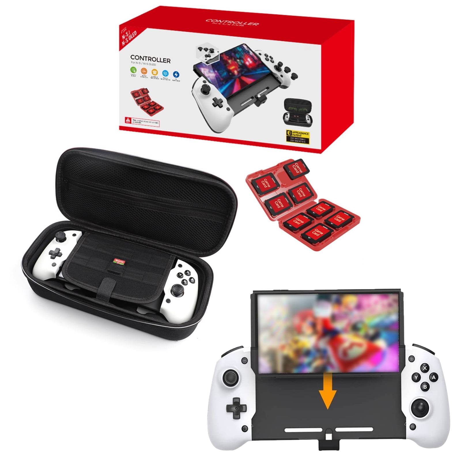 Controlador De Juego En Línea Aaronmei Compatible Con Nintendo Switch Oled + Bolsa De Almacenamiento + Caja Para Tarjetas 8 En 1