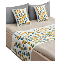 Genérico - Set De Piecera Bordada Con Dos Fundas Blanco 01