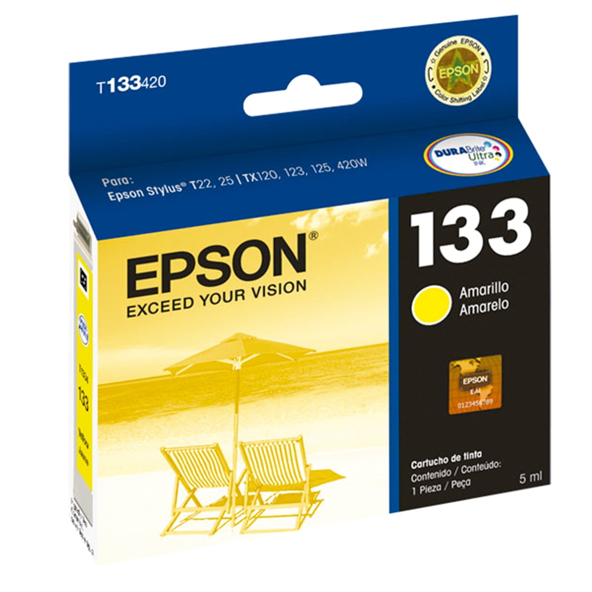 Cartucho De Tinta Epson 133 Amarillo Original