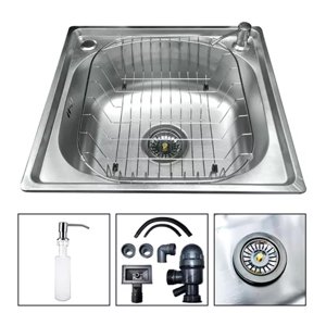 Genérico - Lavaplatos Clasico 46X42 Aspor Sobrepuesto Acero Inoxidable