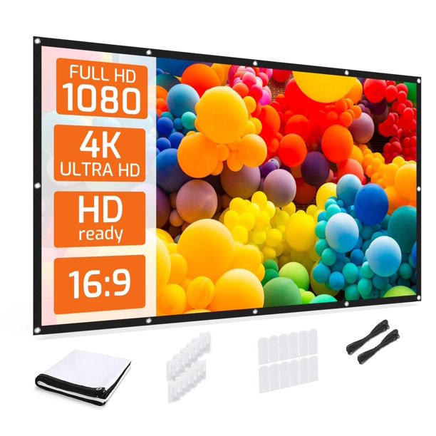 Pantalla de proyector HYZ portátil 16:9 4K HD de 120 pulgadas para interiores/exteriores