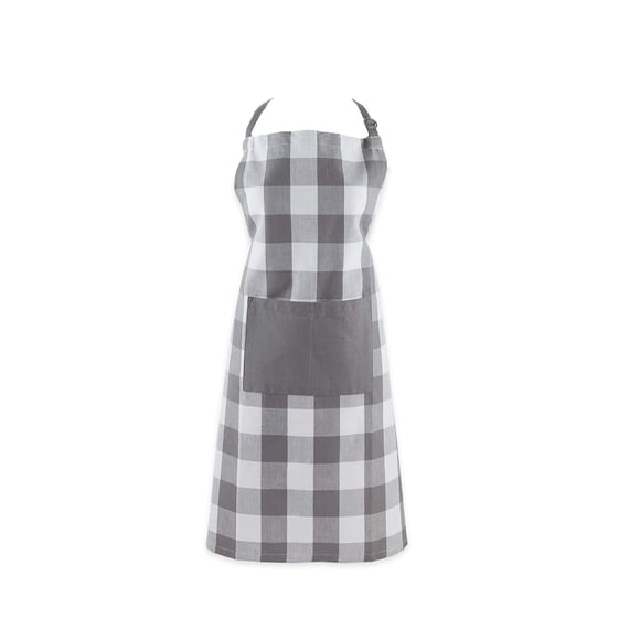 Delantal DII Buffalo Check Classic Farmhouse Chef gris y blanco