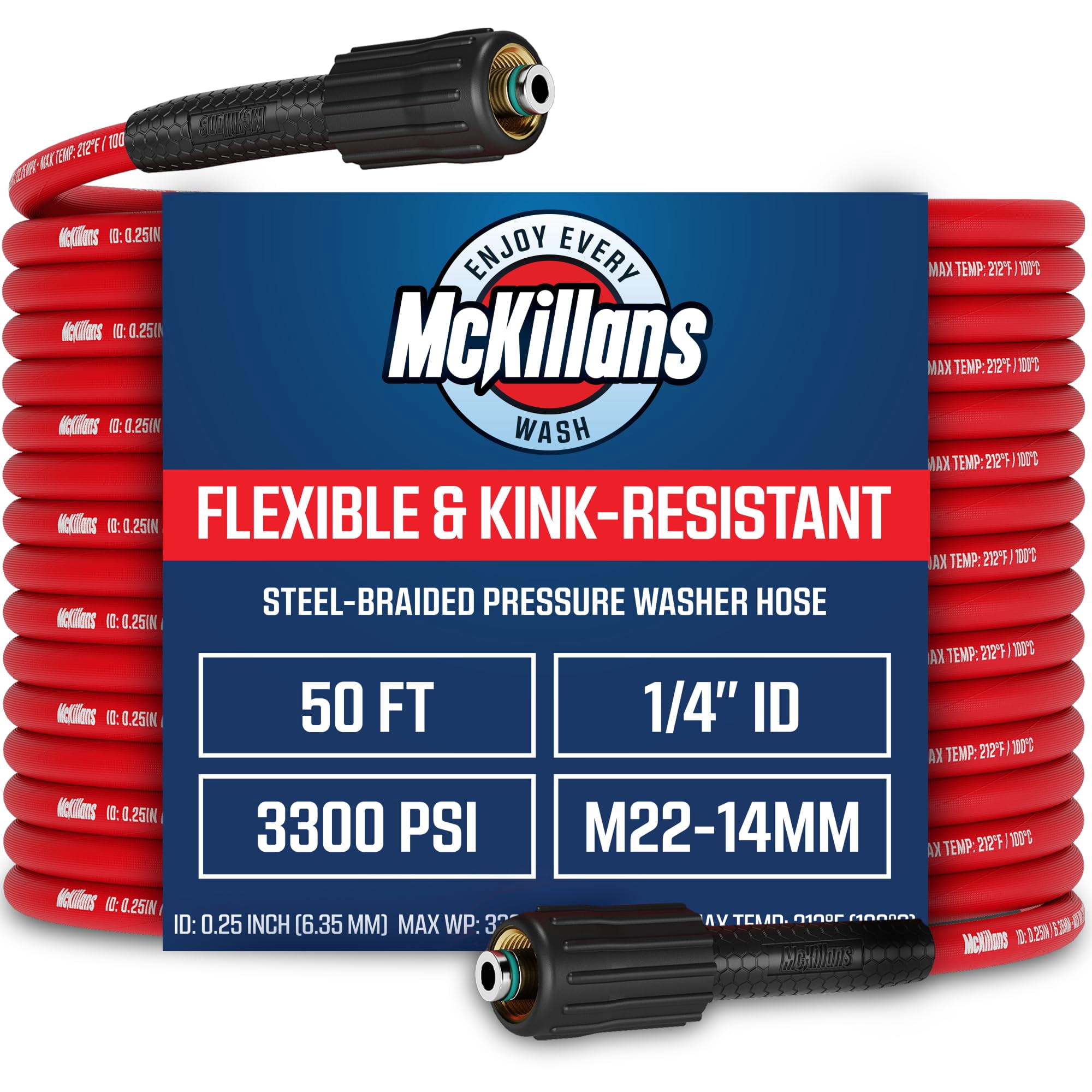 Manguera Para Hidrolavadora Mckillans De 15 M, Trenzada En Acero, M22-14 Mm