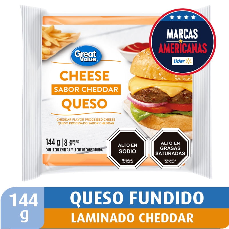 Queso Cheedar Fundido Laminado 144 g Great Value