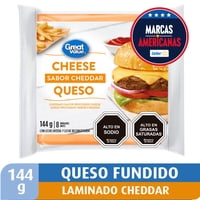 Queso Cheedar Fundido Laminado 144 G Great Value