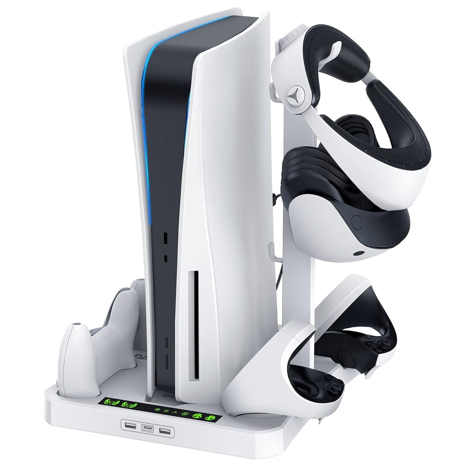 Genérico - Estación De Carga Para Ps5/psvr2 Con Ventilador De Refrigeración Y Organizador De Accesorios, Cargador De Controladores De Juego, Base De Carga, Soporte Para Accesorios Y Soporte Para Auriculares