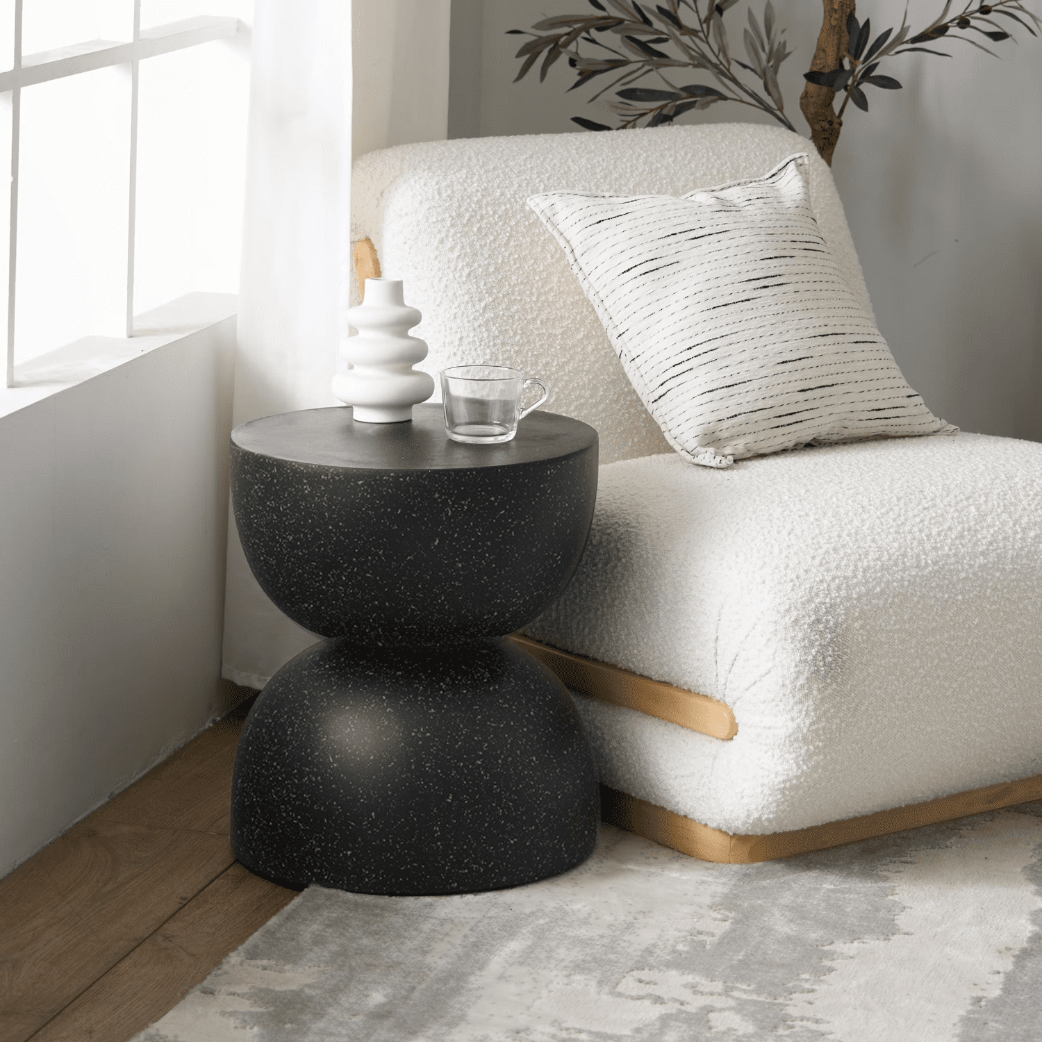 Santu Home & Deco - Mesa Lateral Piedra Luna Tempus Negro