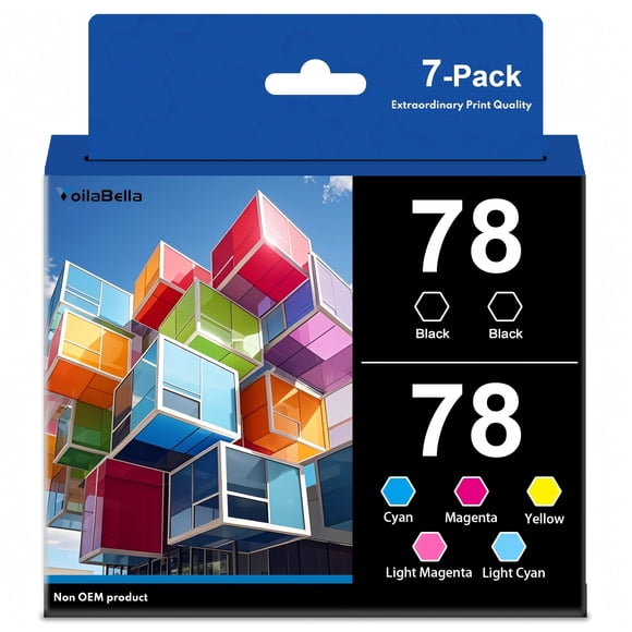 Cartucho de tinta VoilaBella 78 de alto rendimiento negro y color, paquete de 7