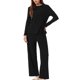 thumbnail image 2 of INSPIRE CHIC Conjunto de Pijamas para Mujer Cuello Redondo Manga Larga Ropa de Dormir Suave Pijamas Ropa de Casa con Bolsillo XS Negro, 2 of 6