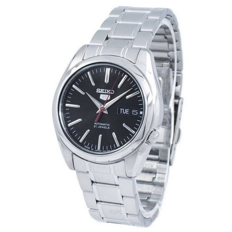 Seiko - Reloj 5 Automático Con Esfera Negra Y Correa De Acero Inoxidable Snkl45J1 Para Hombres