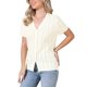 thumbnail image 4 of INSPIRE CHIC Blusas con Ojales para el Verano de las Mujeres Cuello en V Manga Corta Camisas de Punto con Botones S Beige, 4 of 6