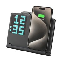 Genérico - Reloj Cargador Inalámbrico Magnético Plegable 3 En 1 15W Luz Nocturna Para Iphone Iwatch Airpods Estación De Carga Rápida Dock-Negro