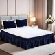 thumbnail image 1 of suxuMhao Faldón de Cama de 4 Capas, Faldón de Cama con Volantes Elástico Faldón de Cama Envolvente, Tamaño Queen 59 X 78+18 Pulgadas, Faldón de Cama Negro Azul Queen, Volante Antipolvo de Cama de, 1 of 3