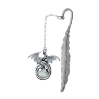 Magideal - Marcapáginas De Metal Vintage Con Diseño De Dragón Con Plumas, Fantasía Que En La Oscuridad, Ideal Para Amantes De La Lectura. , Plata Antigua