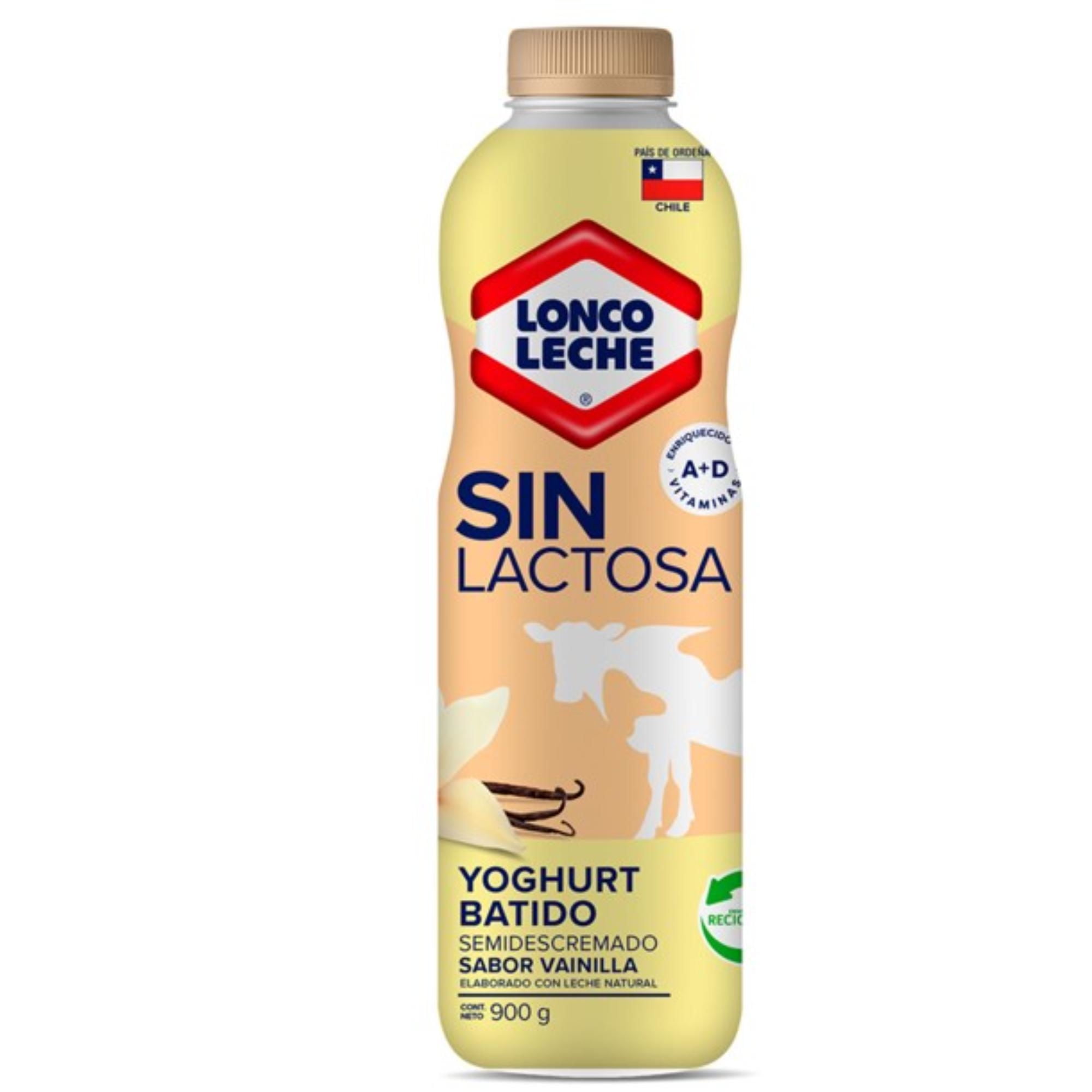 Yoghurt Sin Lactosa Sabor Vainilla Botella 900 g Loncoleche