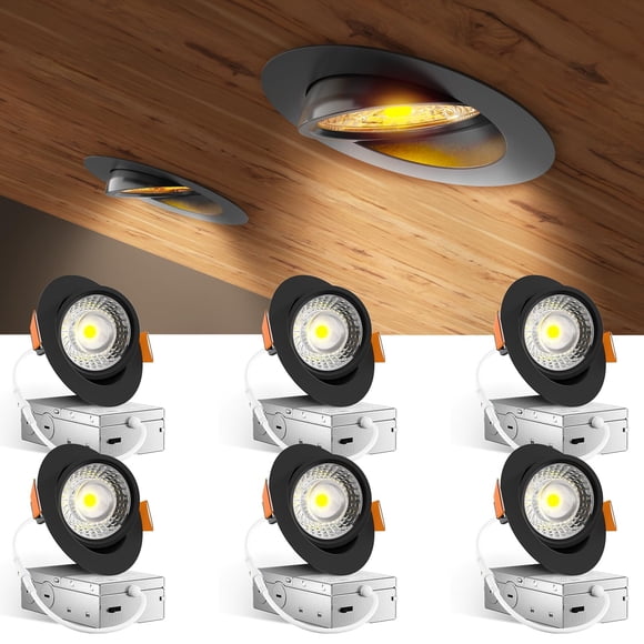 Amico Paquete de 6 luces LED gimbal ajustables negras de 10 cm, 5 CCT