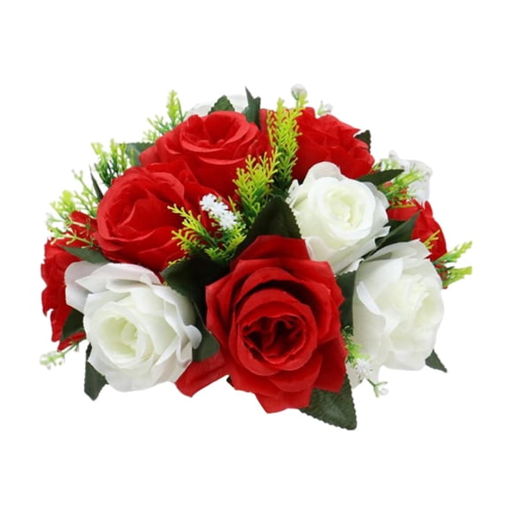 26cm Realista Artificial Rose Flowers Ball 15 Cabezas Decoración De Ramo De Boda Blanco Rojo