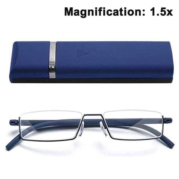 Gafas transparentes de media montura para leer, para hombres y mujeres, ligeras, para ordenador, con caja de espejo portátil.