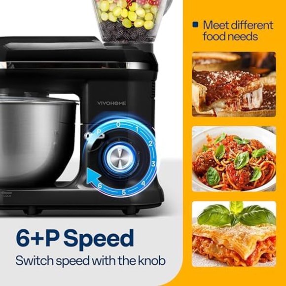 Batidora VIVOHOME 3 en 1 de 6 L y 650 W con cabezal abatible, negra