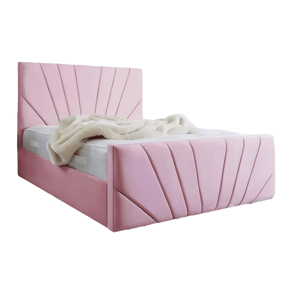Base De Cama Doble Respaldo 2 Plazas Felpa Palo Rosa