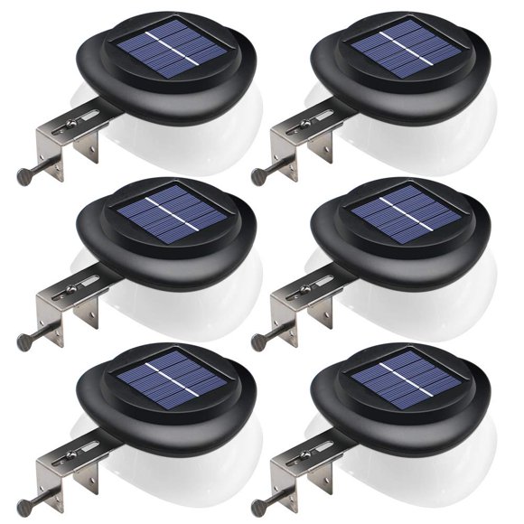 Luces solares tipo canalón DBF para exteriores, impermeables, LED, paquete de 6