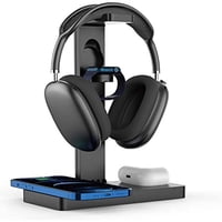 Genérico - Soporte Para Auriculares Con Cargador Inalámbrico Soporte Para Auriculares, Estación De Carga Inalámbrica Rápida 4 En 1 Para Apple Watch Air Pods Iphone-Negro