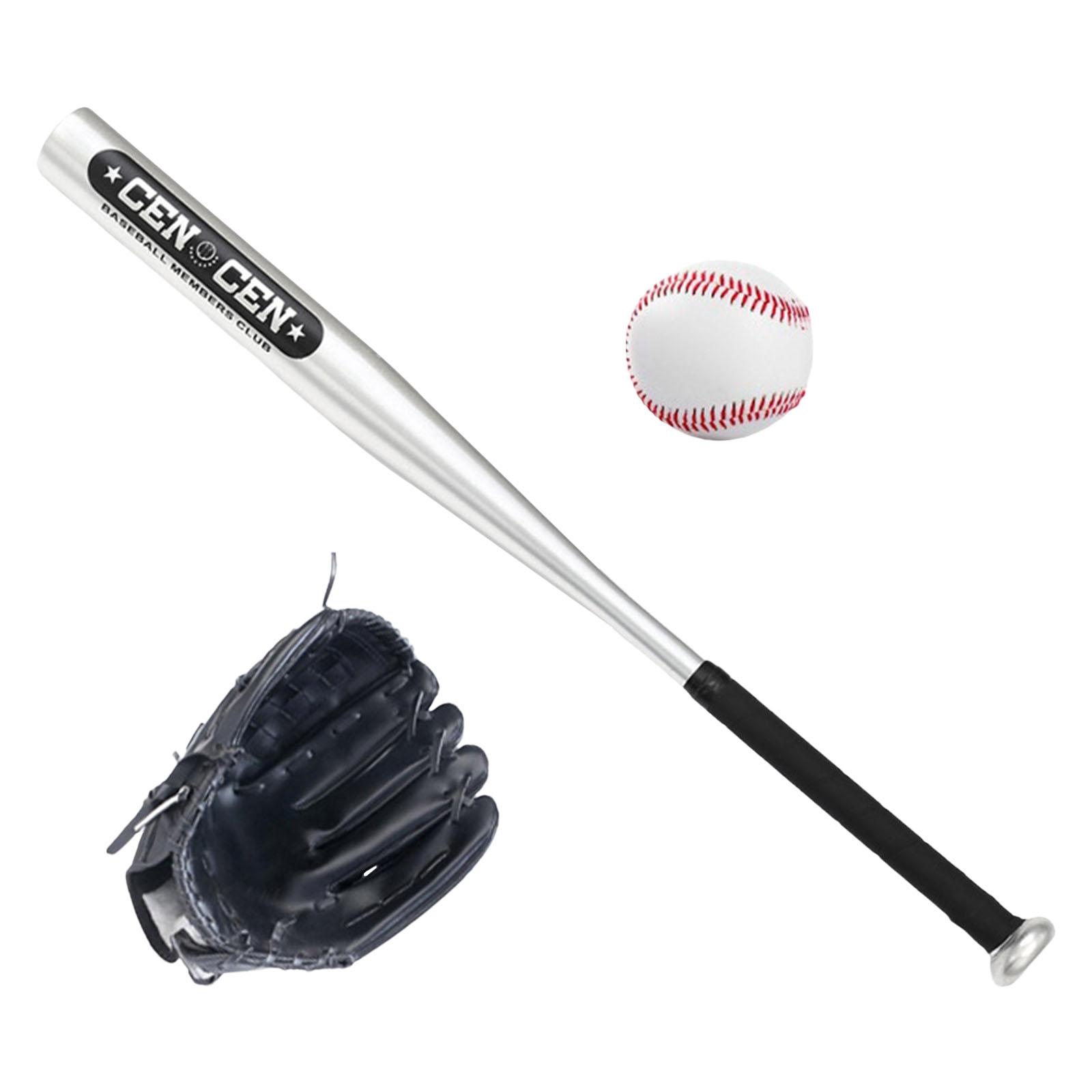 Magideal - Juego De Bate De Béisbol De Aleación De Aluminio Con Pelota De Béisbol Y Pelota De Entrenamiento Suave Para Niños Y Adolescentes, Para Patio Trasero, Interior, Bateo Guante Izquierdo Negro