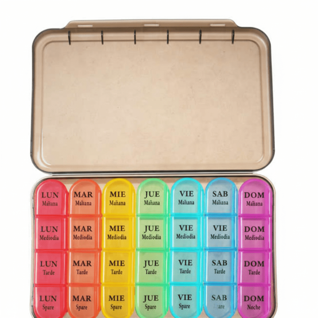 Baima - Pastillero Semanal 28 Compartimientos Organizador De Medicamentos 20x13cm