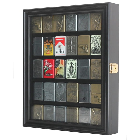 Vitrina para encendedores DisplayGifts 29 × 37 × 6 cm negra con cerradura