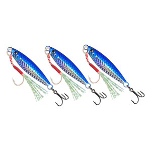 Ioensy - 3Pcs Jigbaits Agua Salada Con Ayuda Ayuda Y Hook Hunding Señora Señora De Pesca Azul