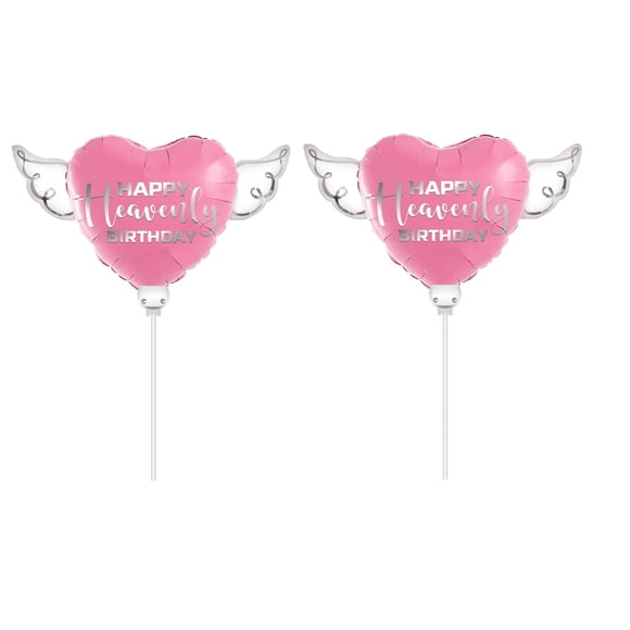 Globo Feliz Cumpleaños Celestial 20 cm Rosa, Pack de 2