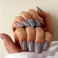 Uñas Postizas Joyvvew Medianas Cuadradas Gris Set De 28 Piezas