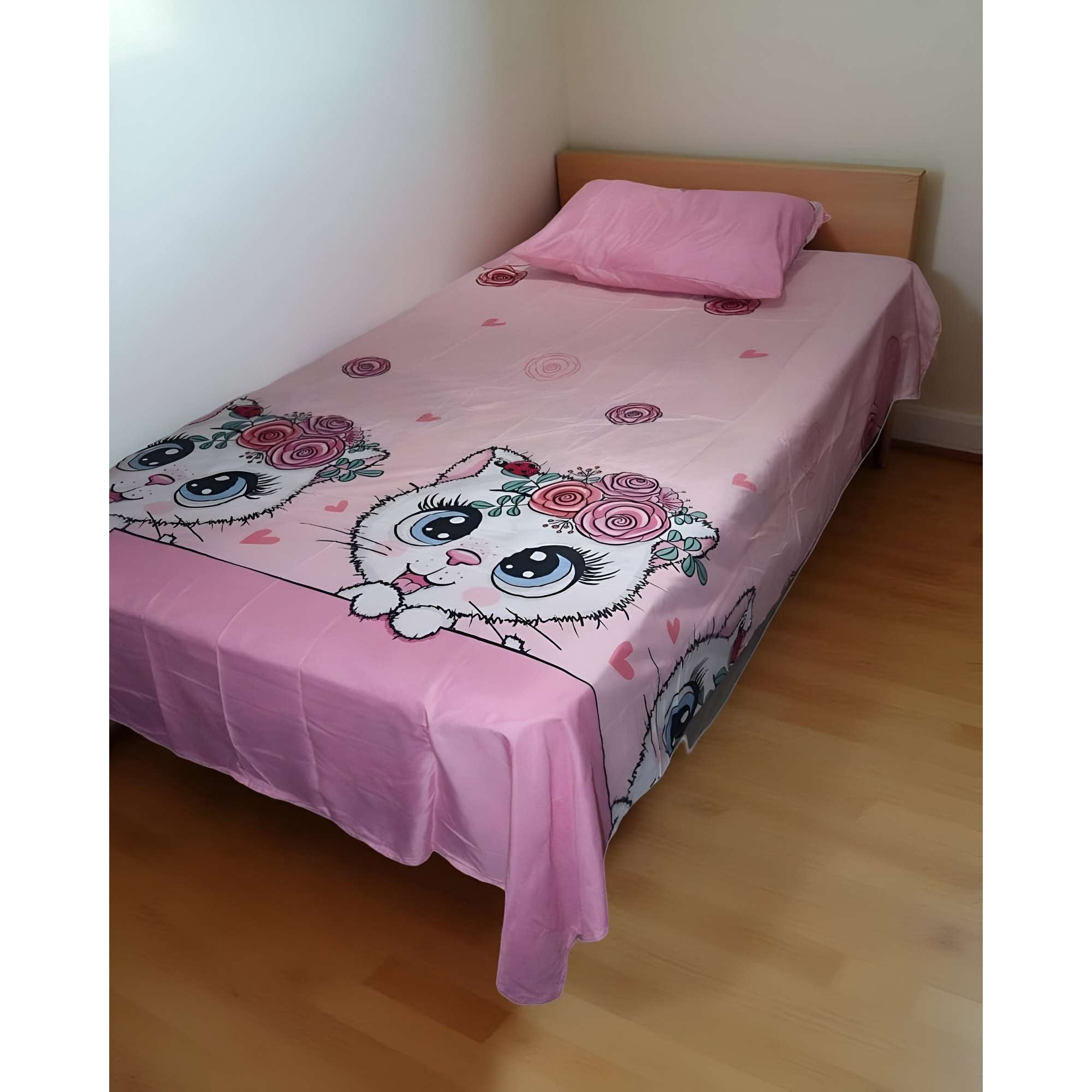 Teng Fei - Juego De Sabanas Niña Infantil Plaza Y Media Gatito Niña