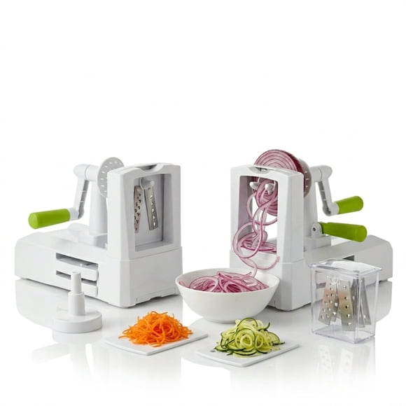 Cortador De Verduras X2 Espiralizador Manual 5 Cuchillas Intercambiables Maquina Rallador Espiral Tallarines De Vegetales FIGOIMPORT