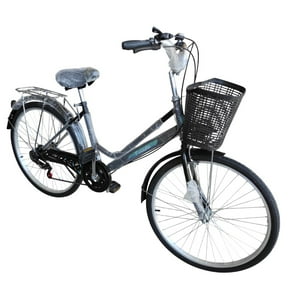 Vipnetwork - Bicicleta Aro 26 Puleda Negro De Paseo Con 7 Velocidades Y Freno Disco