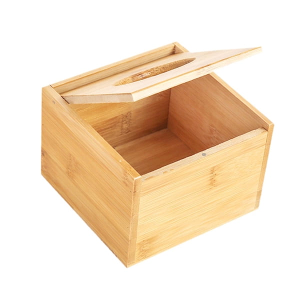 Soporte de Servilletas de Caja de Pañuelos de Bambú, Caja de Tejido de Escritorio, Rectángulo de Dispensador de Tejido para Cocina de La Oficina de Co S