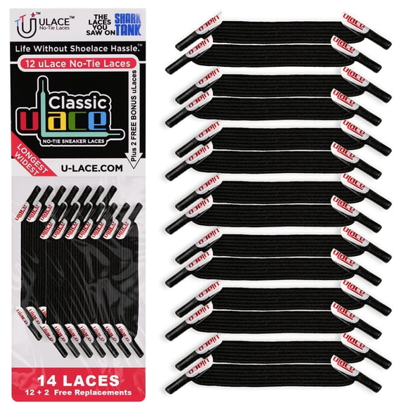 Cordones elásticos U-Lace Classic sin atar, negros