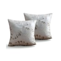 Genérico - Pack De 2 Fundas De Cojines Satin Diseño Hojas 45Cm X 45 Cm Blanco