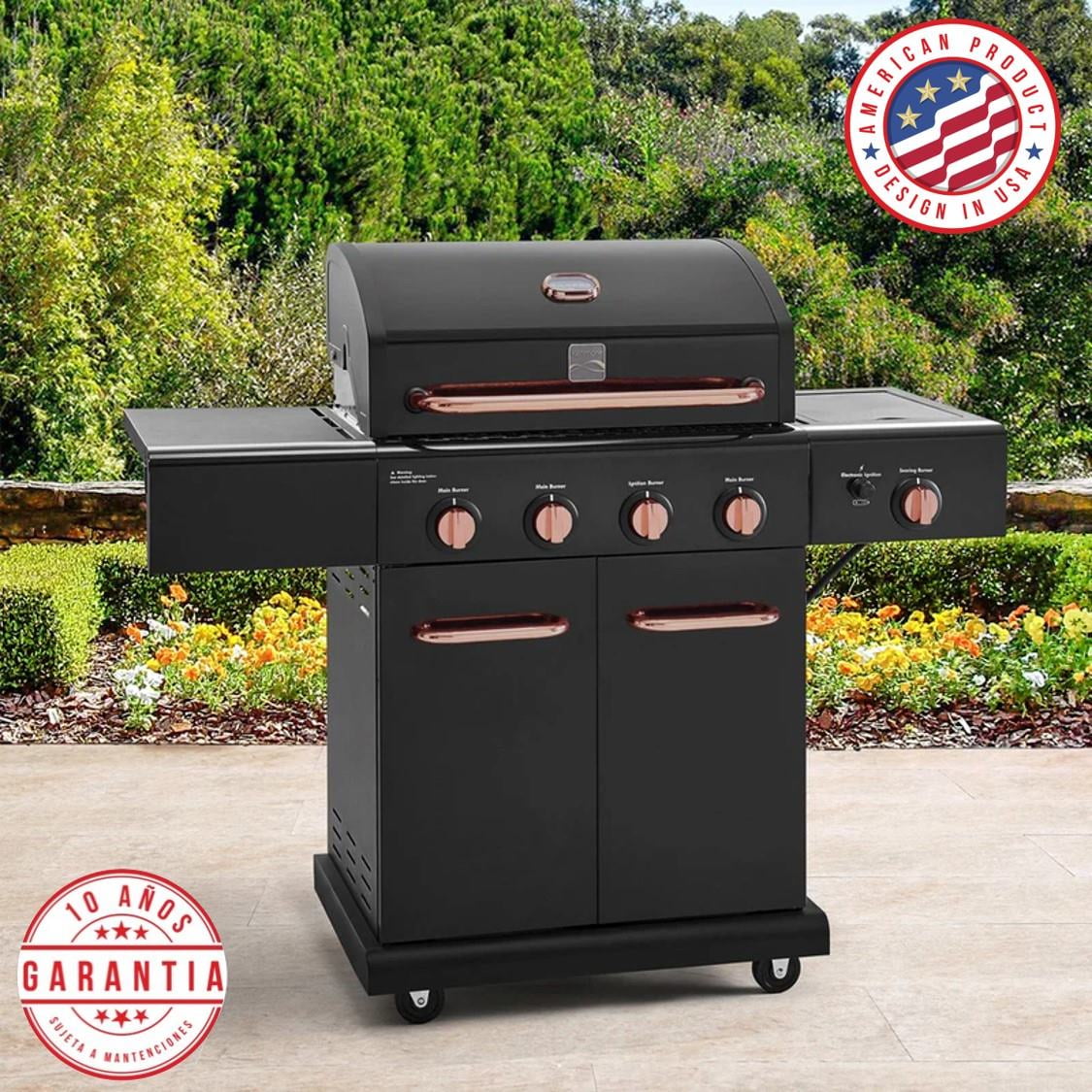 Kenmore - Parrilla A Gas 4 Quemadores + Sellador Lateral - Color Negro / Cobre