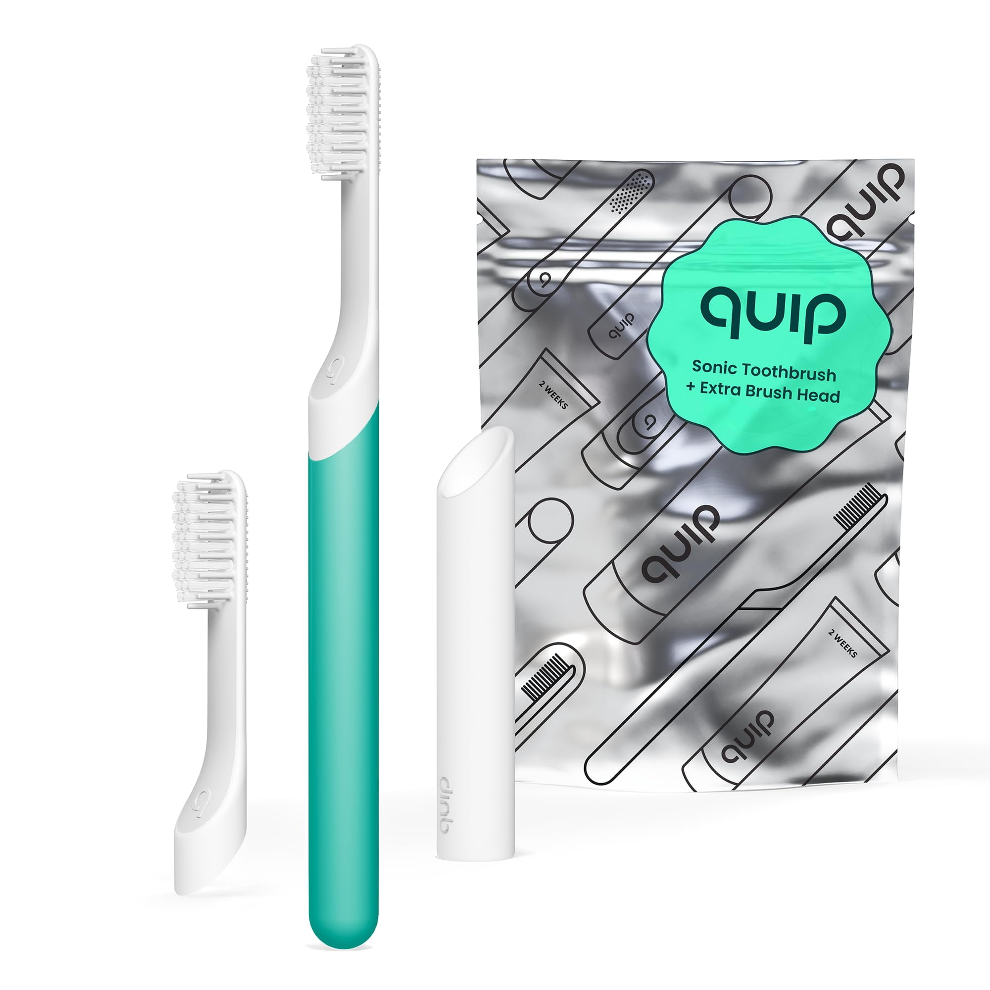 Cepillo de dientes eléctrico Quip Sonic para adultos con temporizador verde