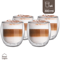 Set 4 Vasos Vidrio Doble Pared 300 Ml Home Logics 1 Un