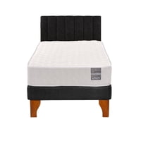 5º Sueño - Cama Europea 1 Plaza Luna + Respaldo Tubular Madera Negro