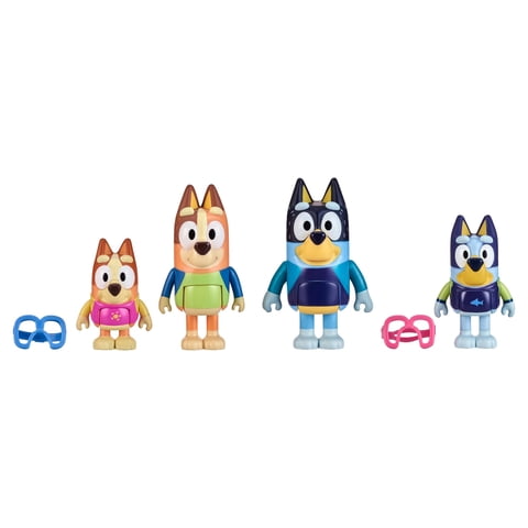 Paquete De 4 Figuras Bluey Family Beach Day Con Bingo, Bandit Y Chilli