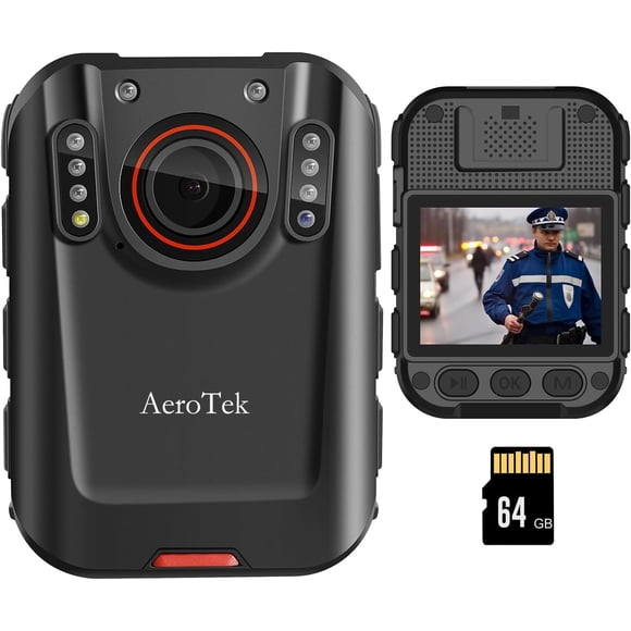 Cámara Corporal AeroTek 2K 64GB Visión Nocturna Infrarroja