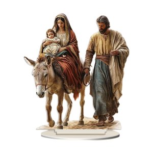 Magideal - Estatuilla De Belén Navideño, Letrero Acrílico Plano 2D, Escultura De Estatua, Decoración Del Hogar, Adorno De Mesa De La Sagrada Familia Para Estante