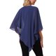 thumbnail image 3 of INSPIRE CHIC Blusa fluida de mujer con cuello en V, ligera, de gasa, elegante, camisa asimétrica, de doble capa, para verano, XL, azul oscuro, 3 of 6
