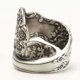 thumbnail image 2 of Anillo de cuchara oxidado de plata de ley 925 ajustable con diseño floral, 2 of 6