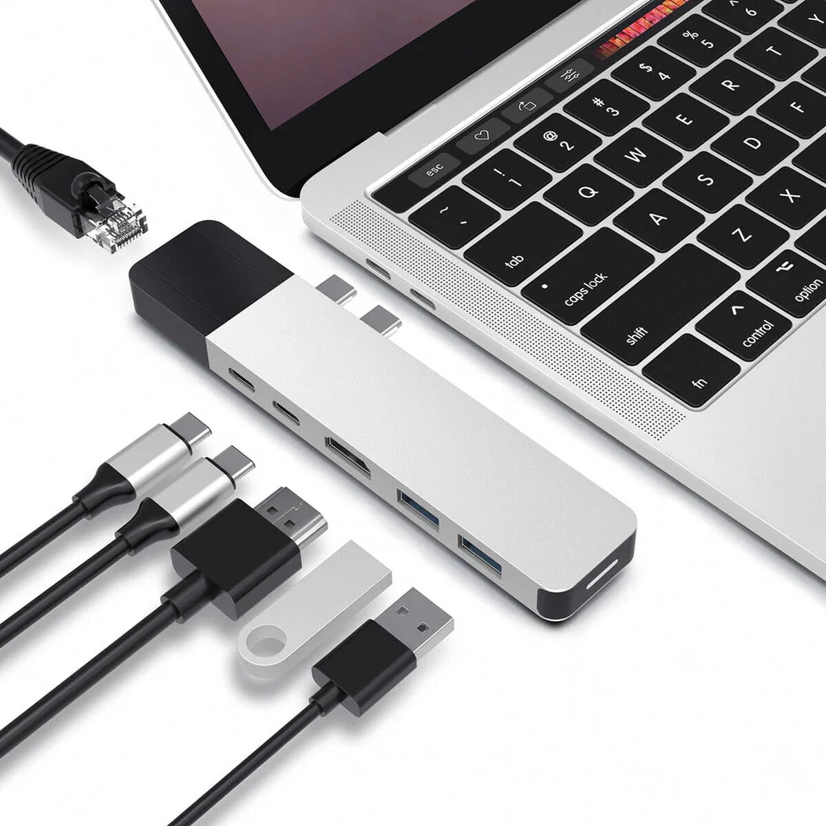 Hub Usbc Hyperdrive Net Silver Para Macbook Pro