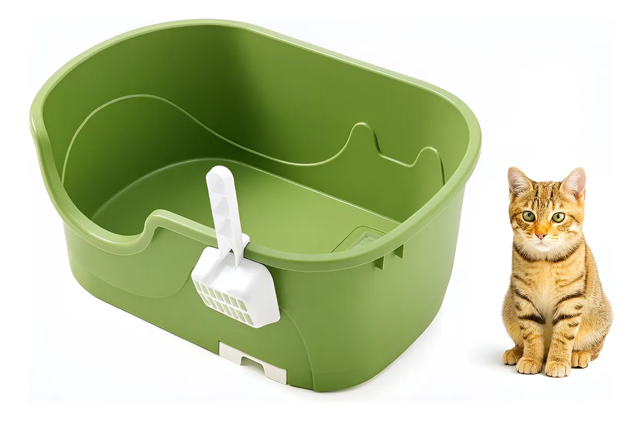 Genérico - Arenero Caja Sanitaria Baño Para Mascotas Abierto Verde