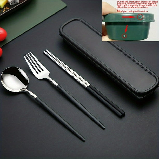 3pcs/Set Portuguese Stainless Steel Portable Cutlery Set, Chopsticks Spoon Fork Cutlery Set
